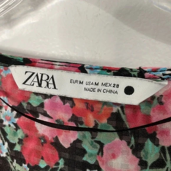 Zara Floral Peasant Tiered Midi Maxi Dress Size M - Picture 3 of 6